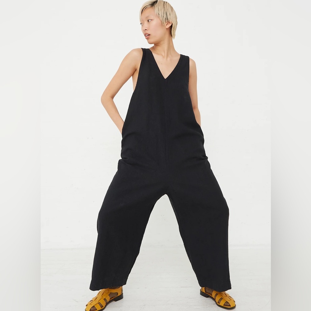 (NWT) Ichi Antiques- Linen Salopetto Jumpsuit- Black